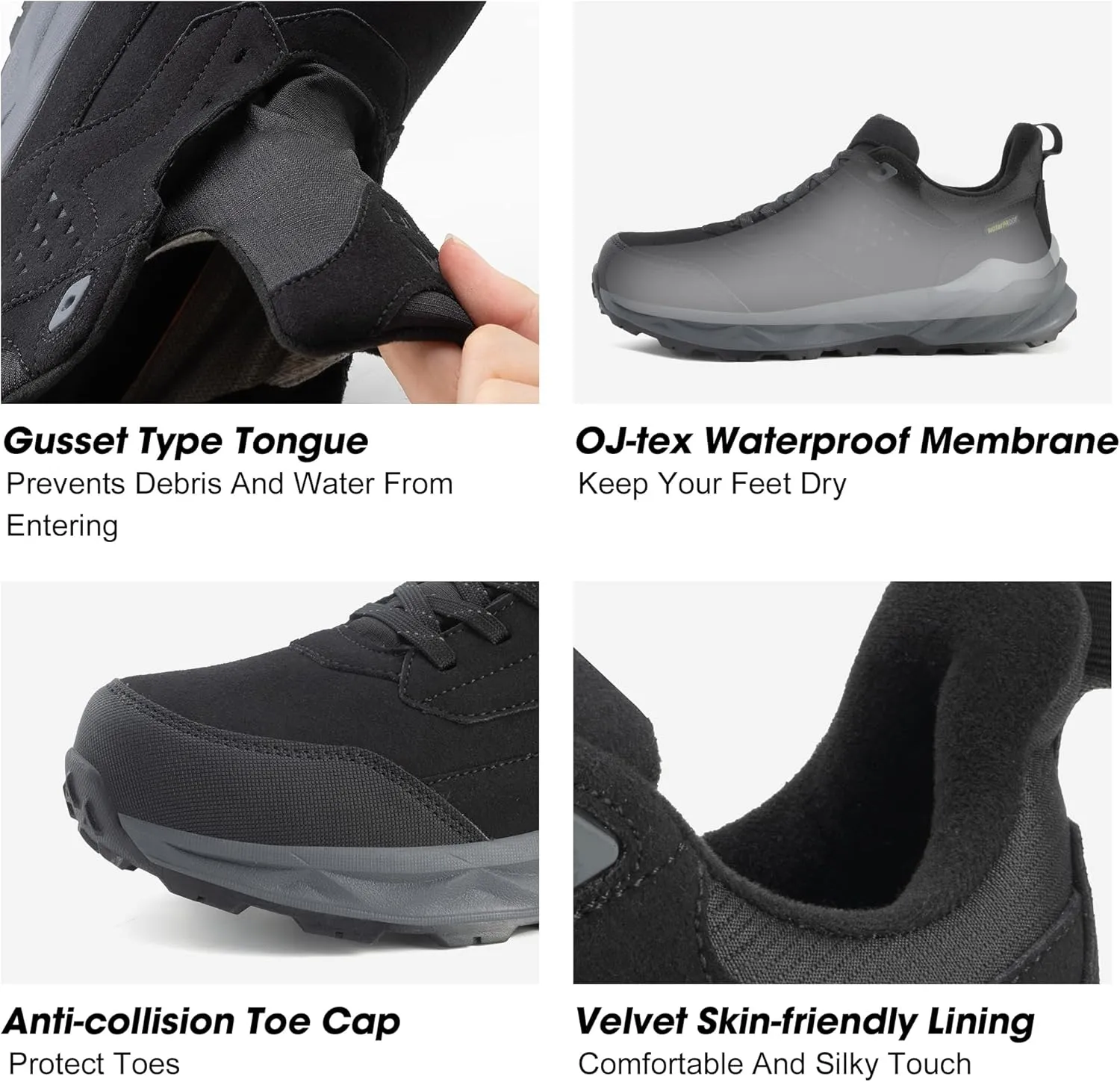 Men's Waterproof Hiking Shoes Lightweight Comfortable Anti Slip Leather Walking Shoes for Outdoor Trekking Trailing Camping