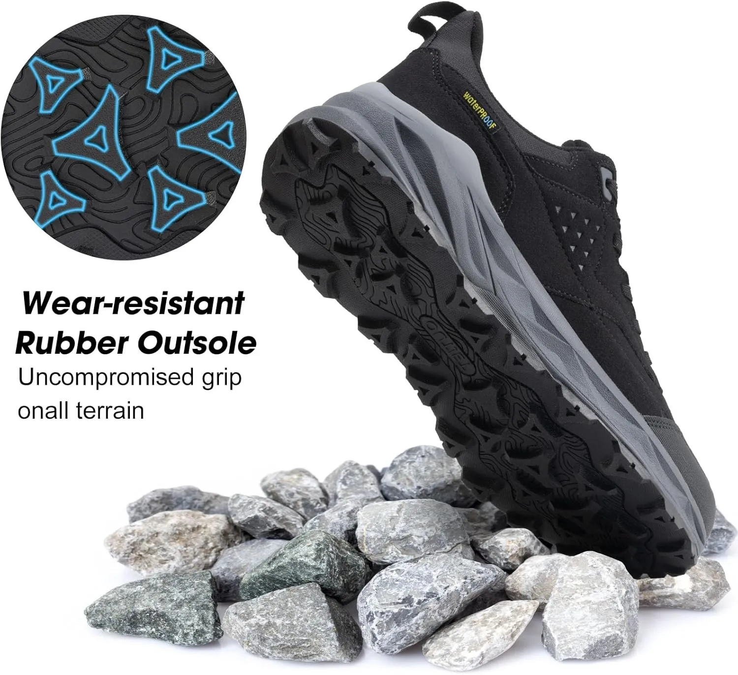 Men's Waterproof Hiking Shoes Lightweight Comfortable Anti Slip Leather Walking Shoes for Outdoor Trekking Trailing Camping