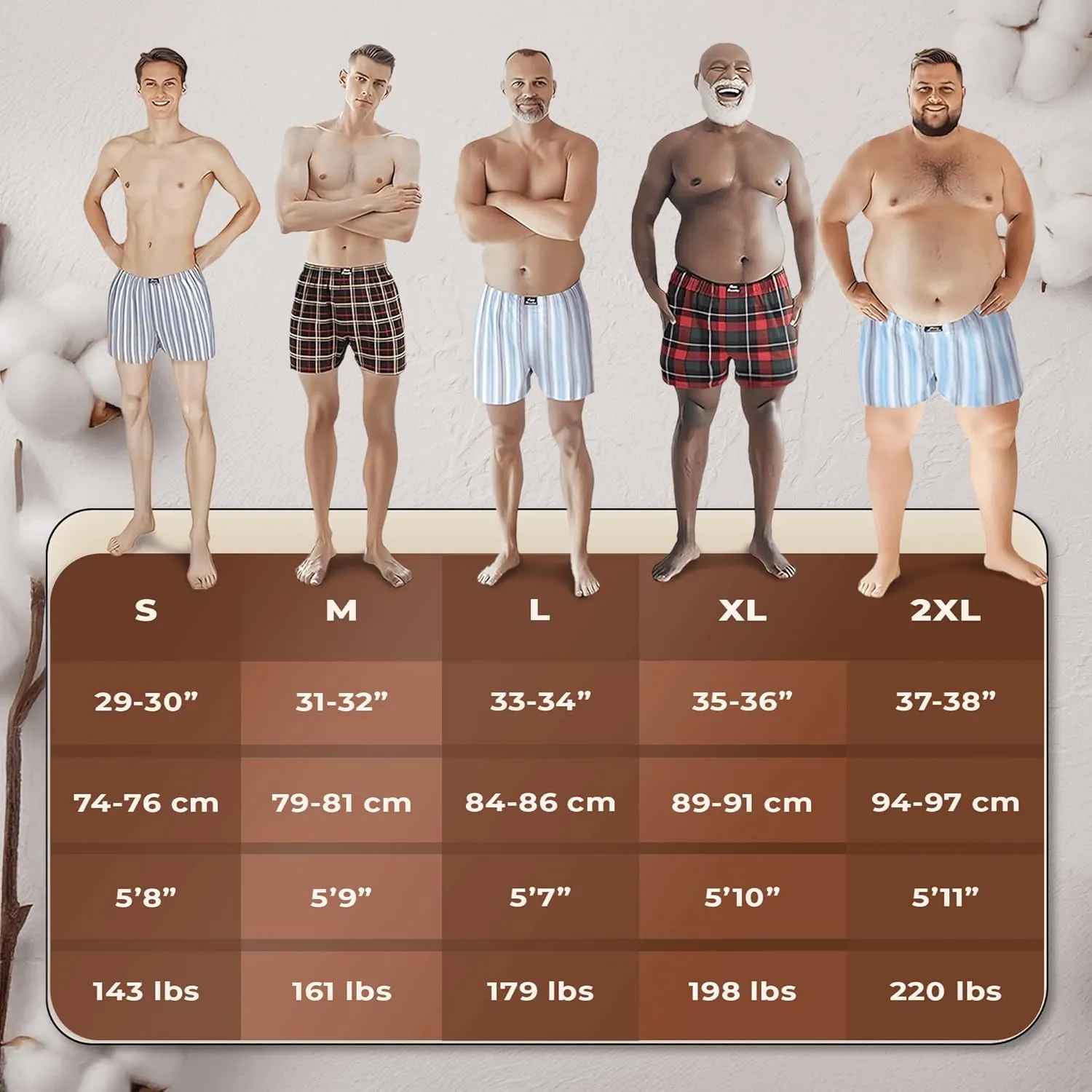 Men's Woven Boxer 4pack, Pima Cotton, Tagless, Ultra-Soft, Moisture-Wicking, Comfortable Fit, 4-Pack
