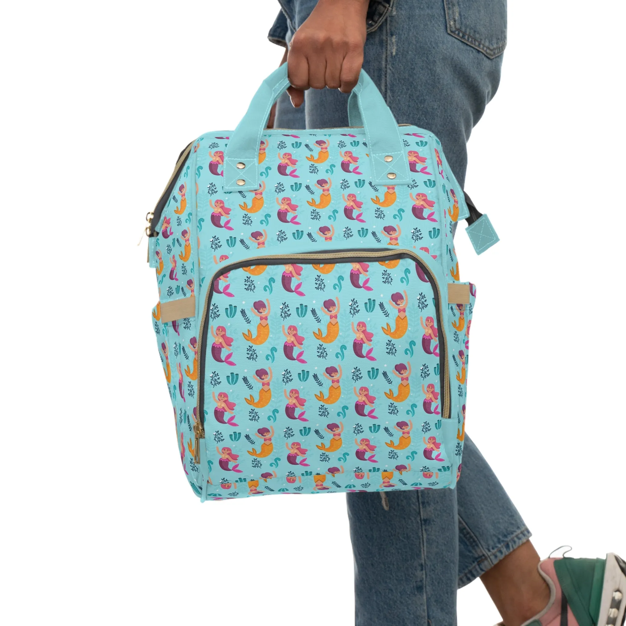 Mermaid Diaper Backpack - Magical & Multifunctional Nappy Bag with Ocean-Inspired Mermaid Patterns