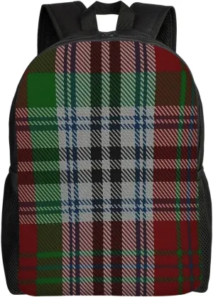 Metcalf Clan Family Tartan Minimalist Laptop Backpack – Waterproof Business Travel Bag, Breathable Design, Modern Work & Leisure