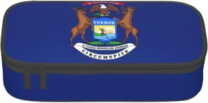 Michigan State Flag Large Capacity Storage Bag, fit for Travel, Office Supplies, Makeup, and Desk Organization, Black, One Size, Beauty Case