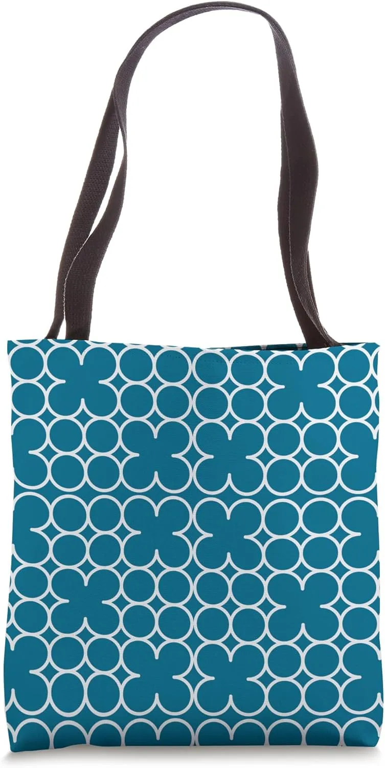 Mid Century Modern Blue Geometric Pattern Retro Design Decor Tote Bag