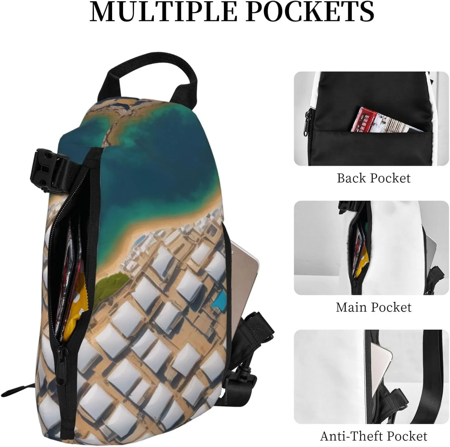Middle Ages Pattern Sling Bags Crossbody Sling Backpack Travel Hiking Daypack Chest Bag For Man And Women