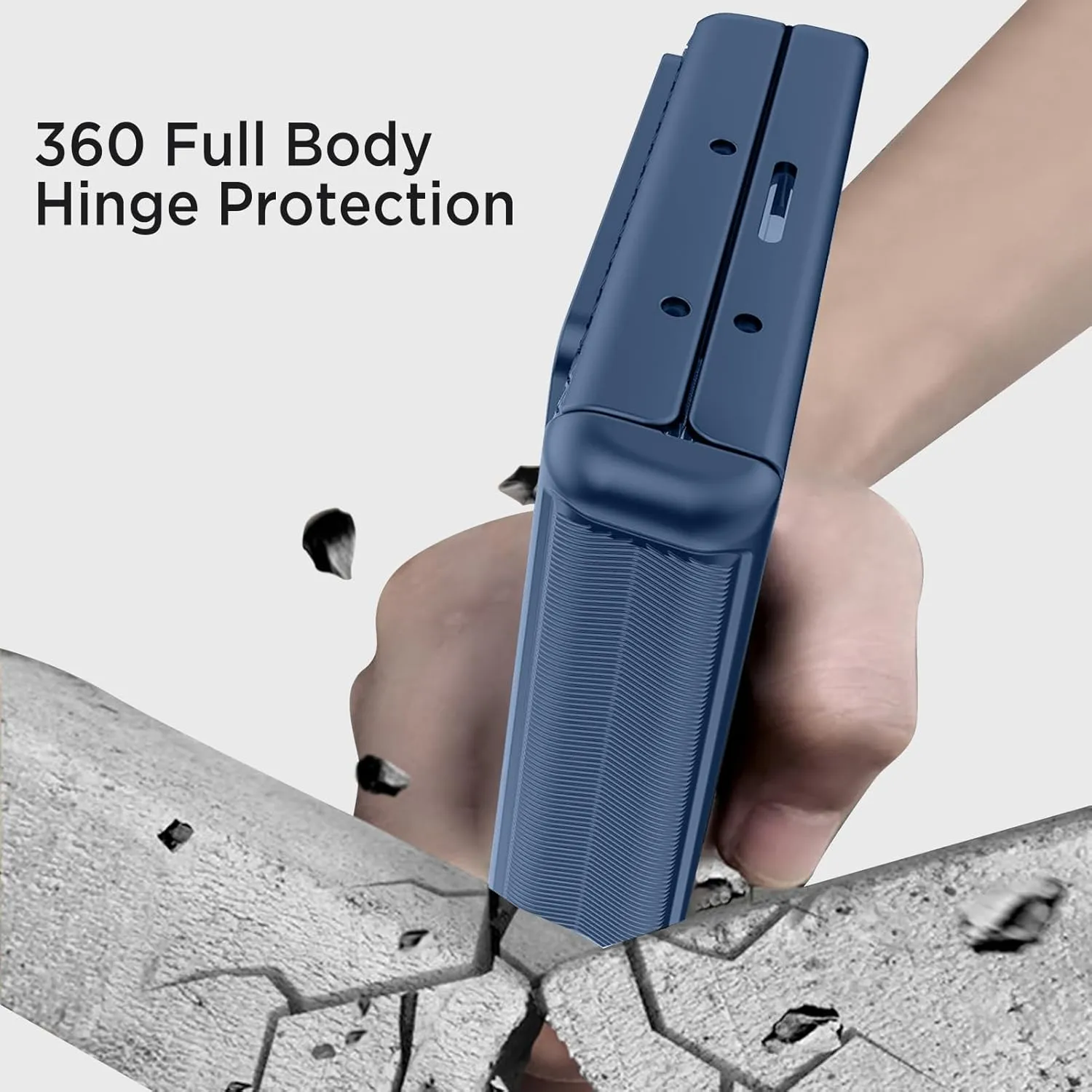 Miimall for Samsung Fold 5 Case with Screen Protector & Hinge Protection & Metal Stand, Slide Camera Cover, Durable Full Body Military Grade Cover Phone Case for Z Fold5 2023, Blue