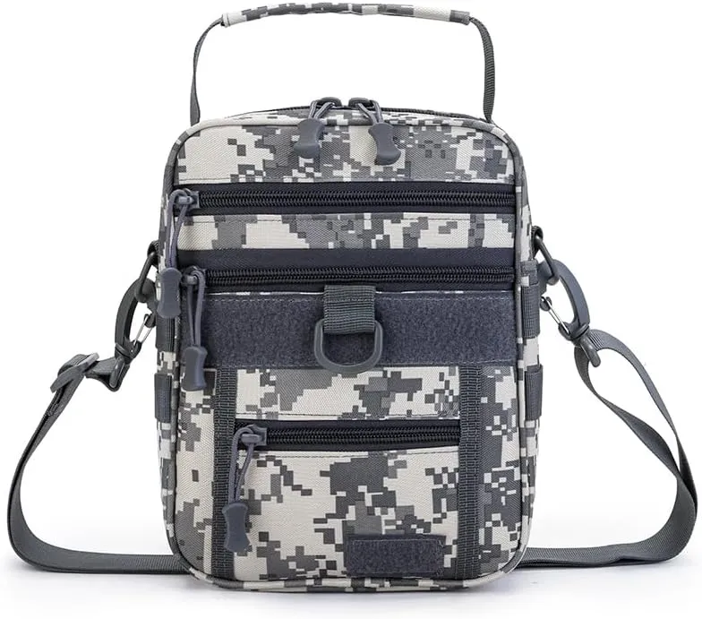 Military Tactical Shoulder Bag Outdoor Sling Backpack Military Sport Concealed Carry for Range Travel Hiking (Grey)