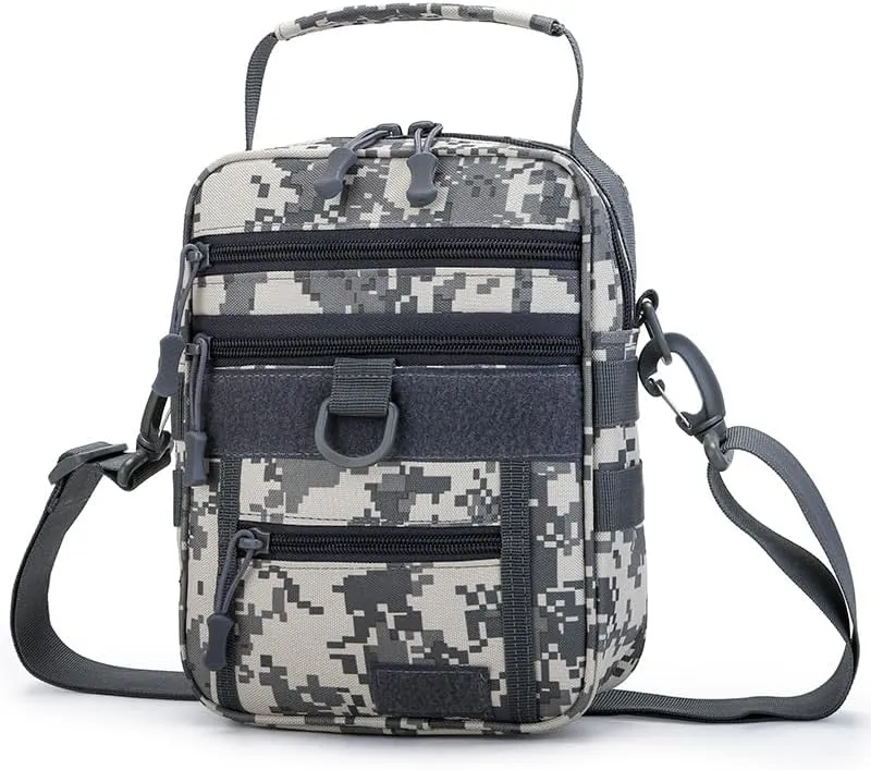 Military Tactical Shoulder Bag Outdoor Sling Backpack Military Sport Concealed Carry for Range Travel Hiking (Grey)