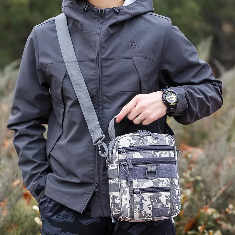 Military Tactical Shoulder Bag Outdoor Sling Backpack Military Sport Concealed Carry for Range Travel Hiking (Grey)