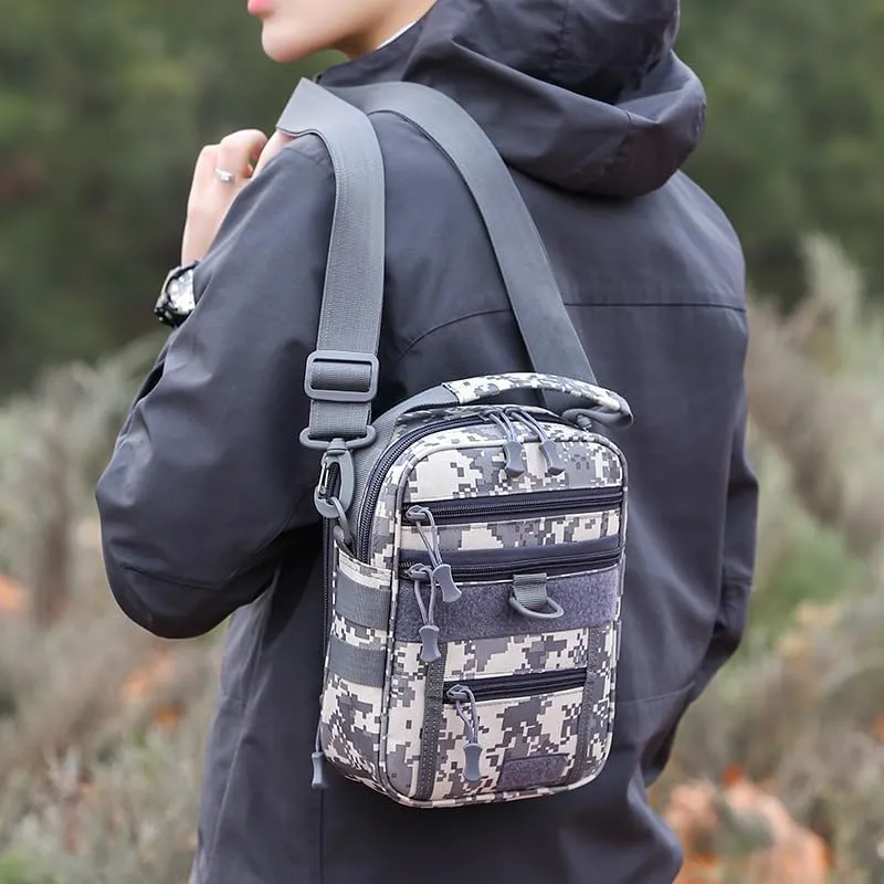 Military Tactical Shoulder Bag Outdoor Sling Backpack Military Sport Concealed Carry for Range Travel Hiking (Grey)