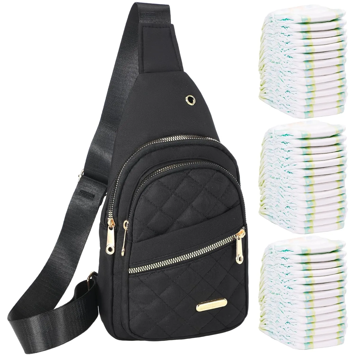 Mini Diaper Bag Backpack Small Crossbody Diaper Backpack Fanny Bag for Women Small Diaper Bag Portable Changing Pad Stroller Diaper Bag Water Resistant PU Leather