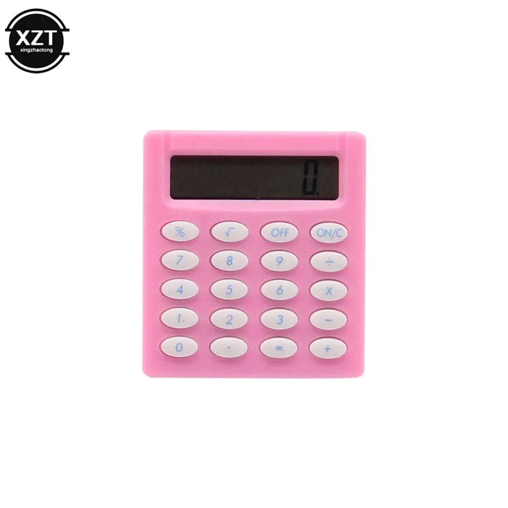 Mini Handheld Pocket Calculator with Coin Battery for School & Office - Compact Cartoon Design
