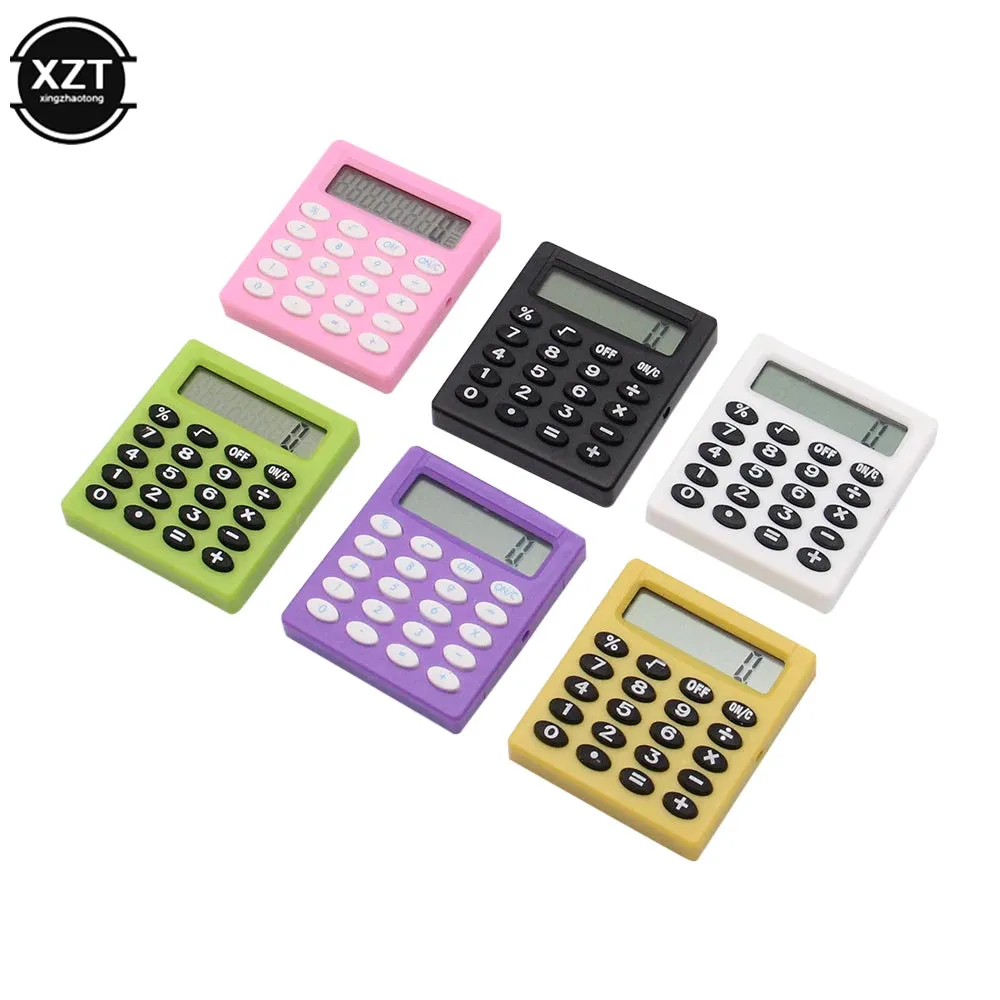 Mini Handheld Pocket Calculator with Coin Battery for School & Office - Compact Cartoon Design