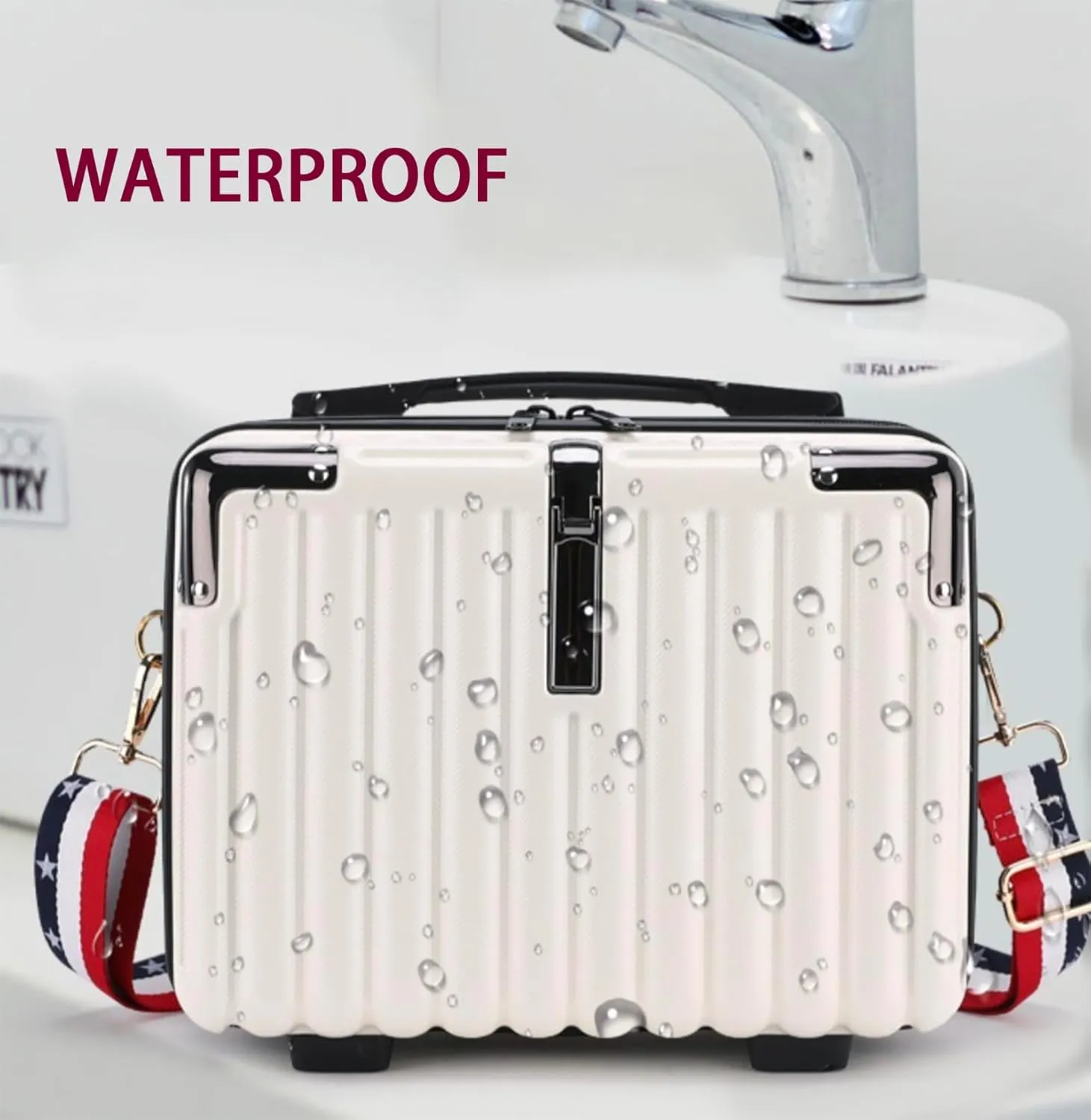 Mini Suitcase Hard Shell Makeup Bag Travel Cosmetic Case Portable Makeup Luggage with Shoulder Strap for Women Pink