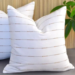 Minimalist Neutral Pillow Covers 18 x18 inches Cream White/Cotton Woven Striped Geometric Pattern Contemporary Cushion Covers/Simple Throw Pillow Cases for Living Room Sofa, Couch, Bed, Set of 2