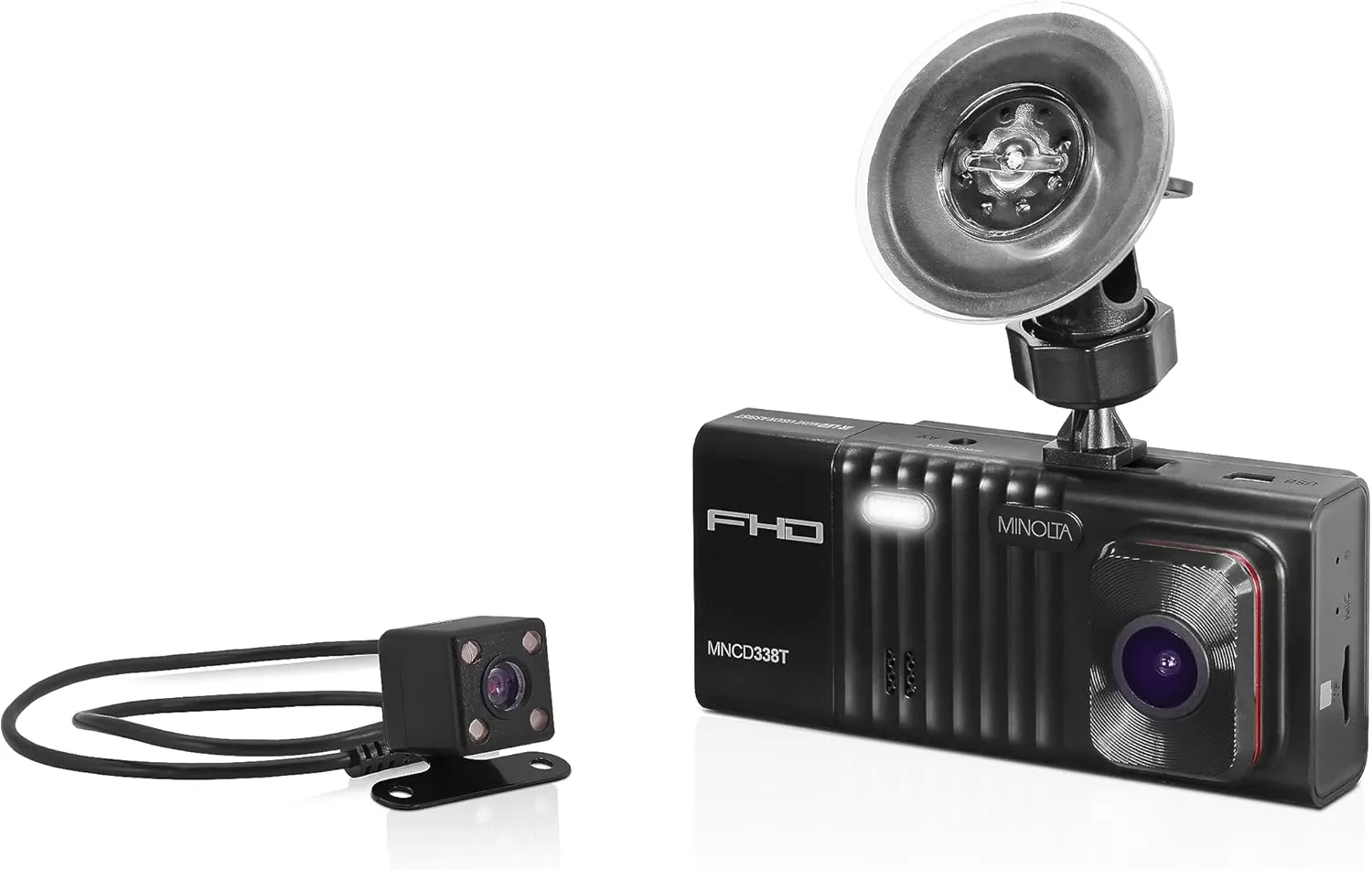 Minolta MNCD338T 3-Channel 1080P Dash Camera w/3.0" LCD & Rear Camera