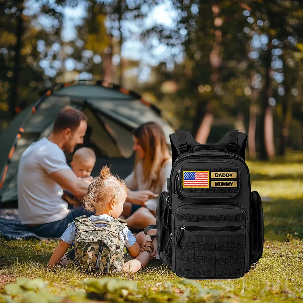 MIRACOL Outdoor Military Diaper Bag: Tactical Style Baby Backpack with Insulated Pockets & Changing Pad - Hiking Camping Essentials for Active Dads