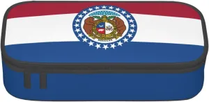 Missouri State Flag Large Capacity Storage Bag, fit for Travel, Office Supplies, Makeup, and Desk Organization, Black, One Size, Beauty Case