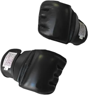 MMA Gel Shock Gloves, Shock-Absorbing Gel Padding, Leather Construction, Hook & Loop Wrist Strap, Durable Training & Sparring Gloves, Black, Regular