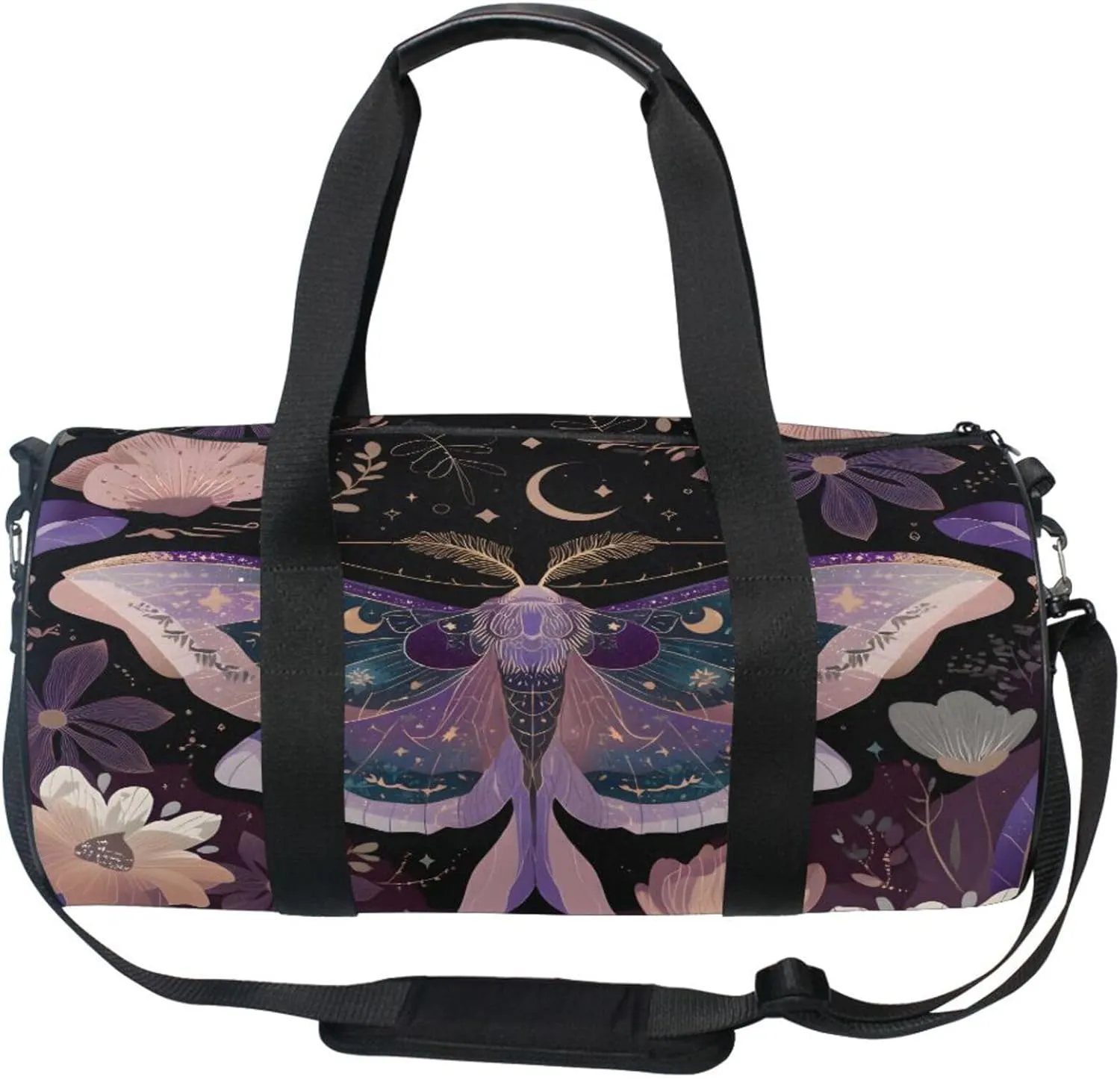 MNSRUU Sports Duffel Bags, Mauve Moths Athletic Gym Bag Overnight Workout Travel Tote Luggage for Men Women Yoga