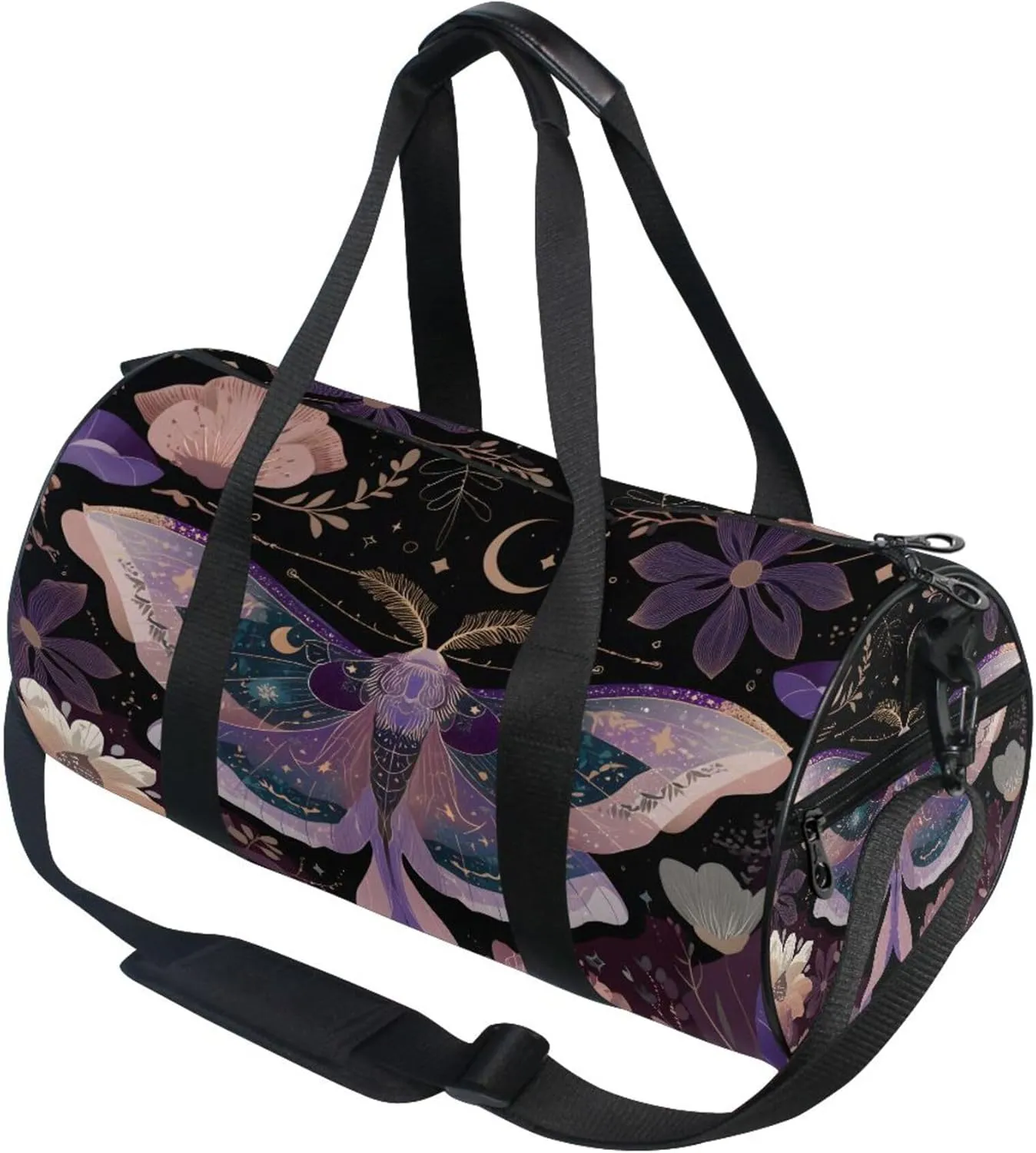 MNSRUU Sports Duffel Bags, Mauve Moths Athletic Gym Bag Overnight Workout Travel Tote Luggage for Men Women Yoga