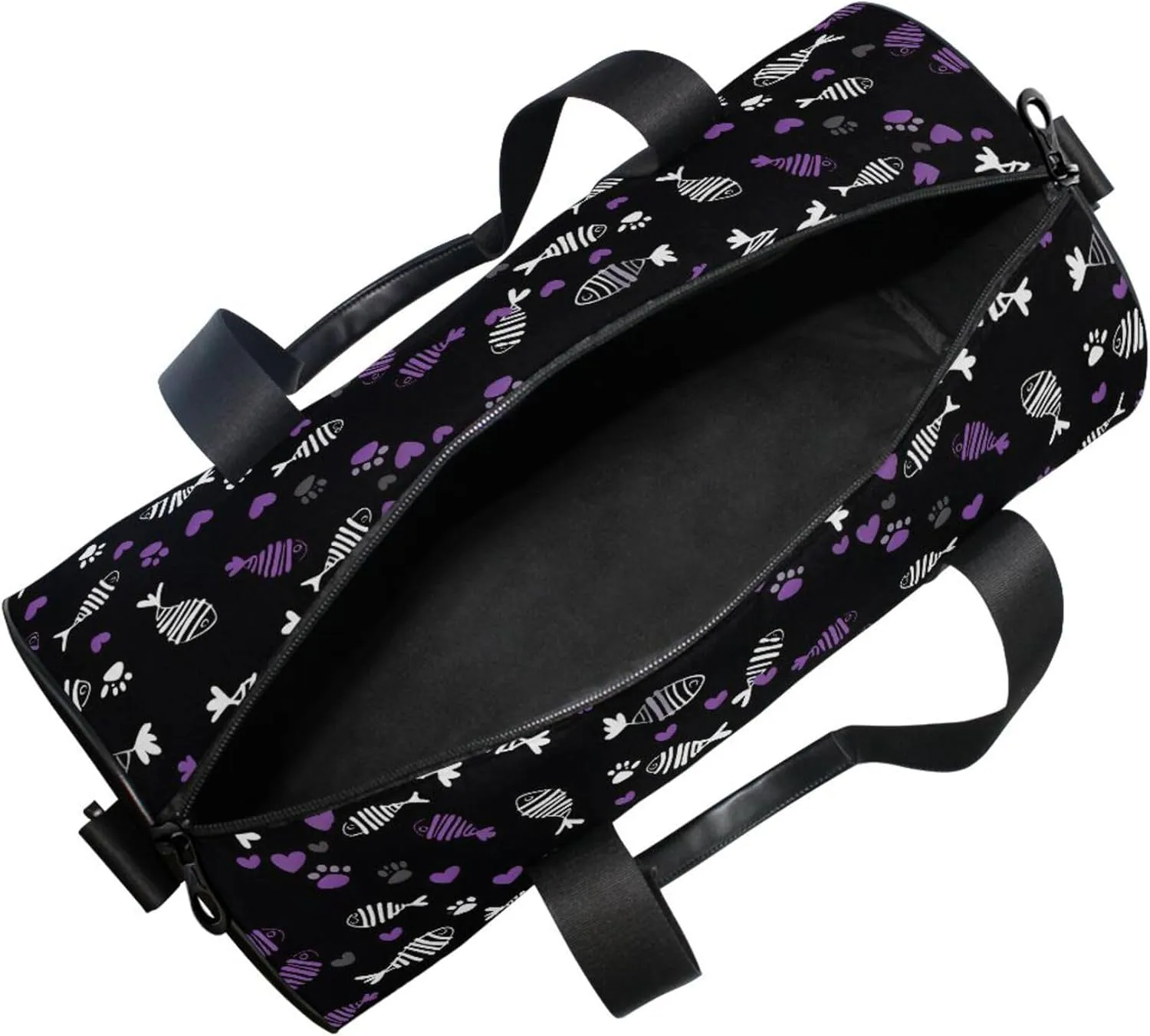 MNSRUU Sports Duffel Bags, White Purple Fish Bone Athletic Gym Bag Overnight Workout Travel Tote Luggage for Men Women Yoga