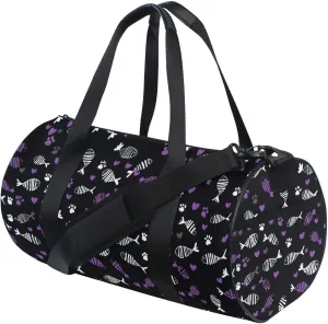 MNSRUU Sports Duffel Bags, White Purple Fish Bone Athletic Gym Bag Overnight Workout Travel Tote Luggage for Men Women Yoga