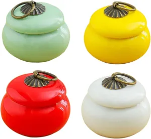 Mobestech 4pcs Ceramic Cream Containers Sealed Jars for Tea Lotion and Makeup Storage Lightweight and Portable Design for Home and Travel