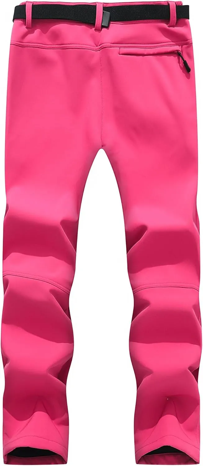MOERDENG Women's Insulated Snow Ski Pants Waterproof Softshell Pants Fleece Lined Winter Warm Hiking Pants