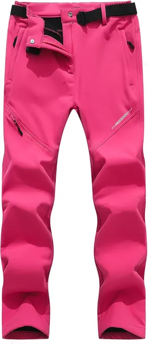 MOERDENG Women's Insulated Snow Ski Pants Waterproof Softshell Pants Fleece Lined Winter Warm Hiking Pants