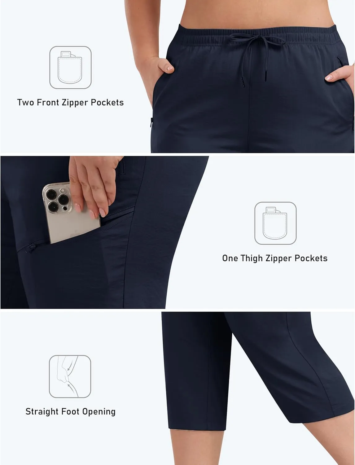 MoFiz Women's Plus Size Capris Pants Casual Hiking Pants Lightweight Quick Dry Summer Cargo Pants for Women