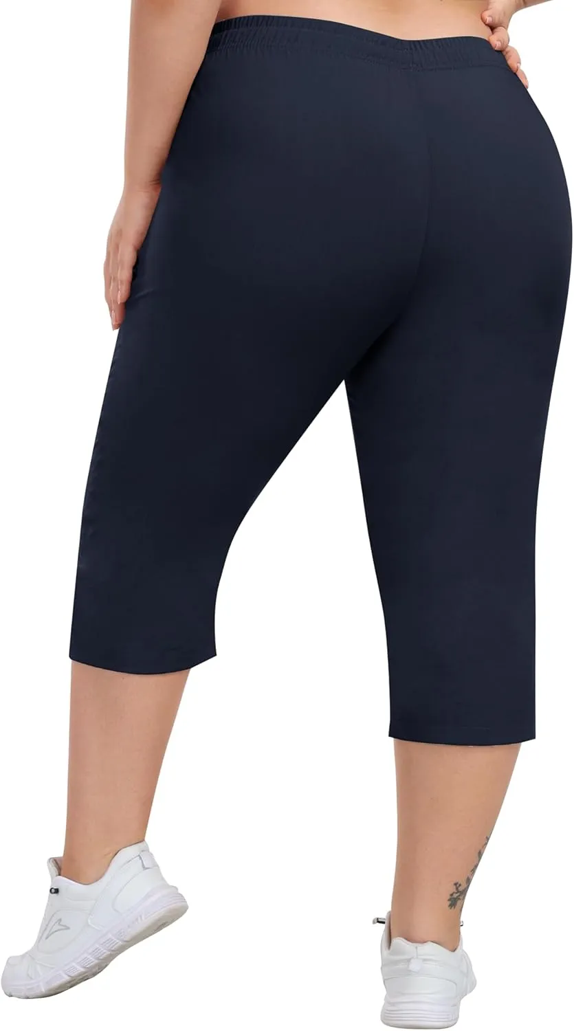MoFiz Women's Plus Size Capris Pants Casual Hiking Pants Lightweight Quick Dry Summer Cargo Pants for Women
