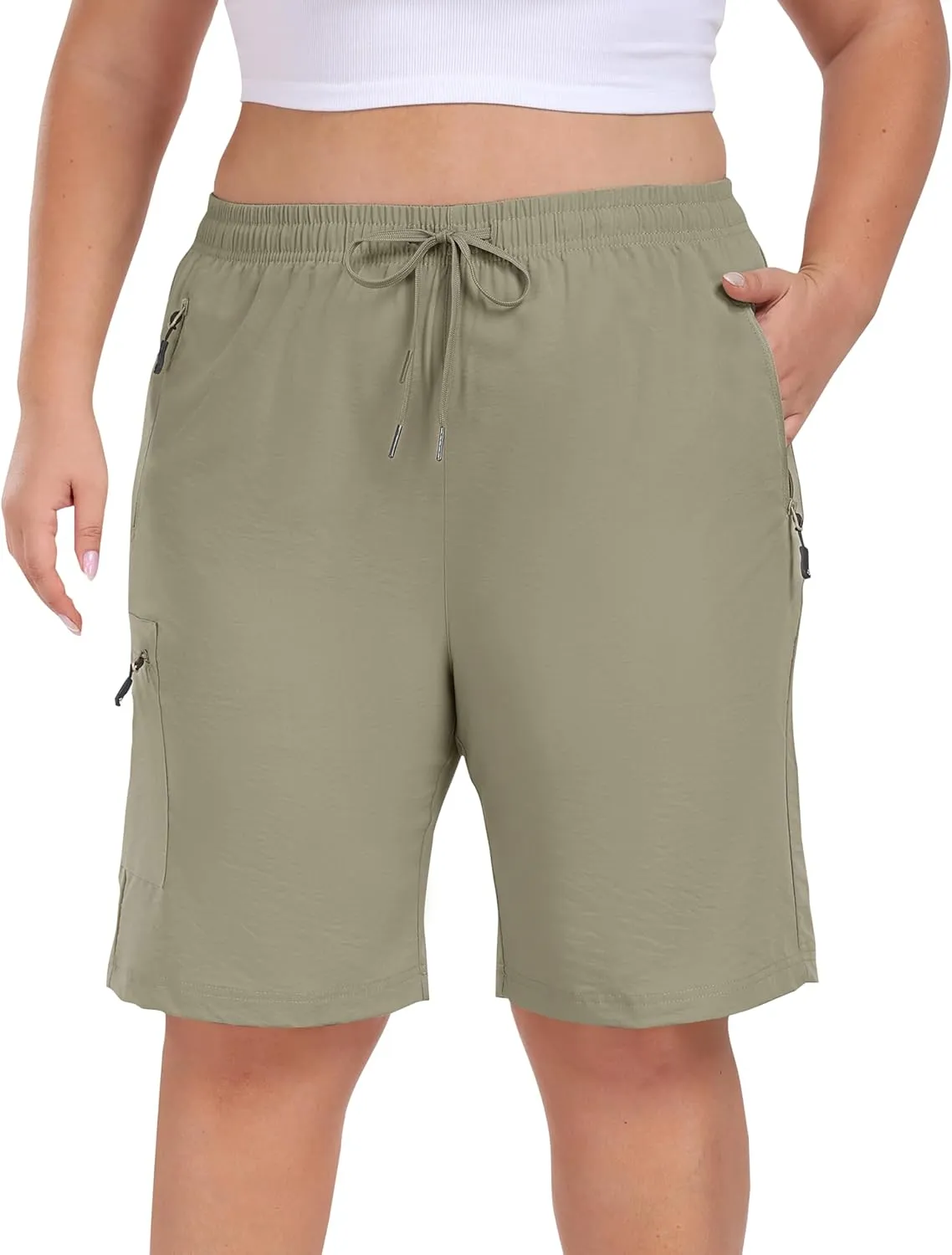 MoFiz Women's Plus Size Shorts Hiking Cargo Shorts Quick Dry Golf Active Shorts Lightweight Summer Shorts with Pockets