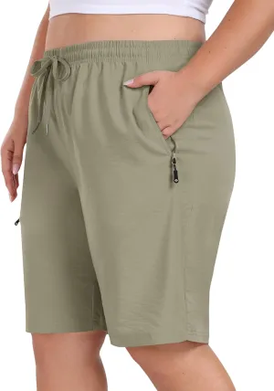 MoFiz Women's Plus Size Shorts Hiking Cargo Shorts Quick Dry Golf Active Shorts Lightweight Summer Shorts with Pockets