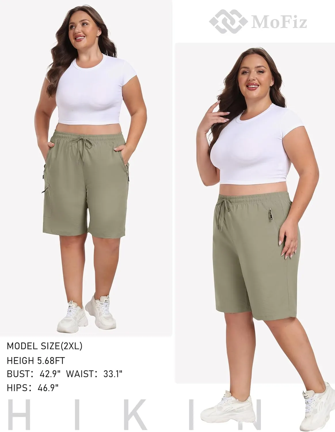 MoFiz Women's Plus Size Shorts Hiking Cargo Shorts Quick Dry Golf Active Shorts Lightweight Summer Shorts with Pockets