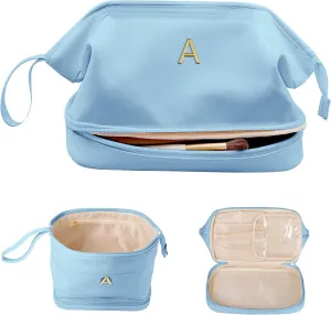 Mom Gift Basket, Large Makeup Bag, Travel Essentials, Personalized Double Layer Cosmetic Bag with Makeup Brush Organizer, 13 14 15 16 17 18 Years Old Girl Gifts-Graduation Gift