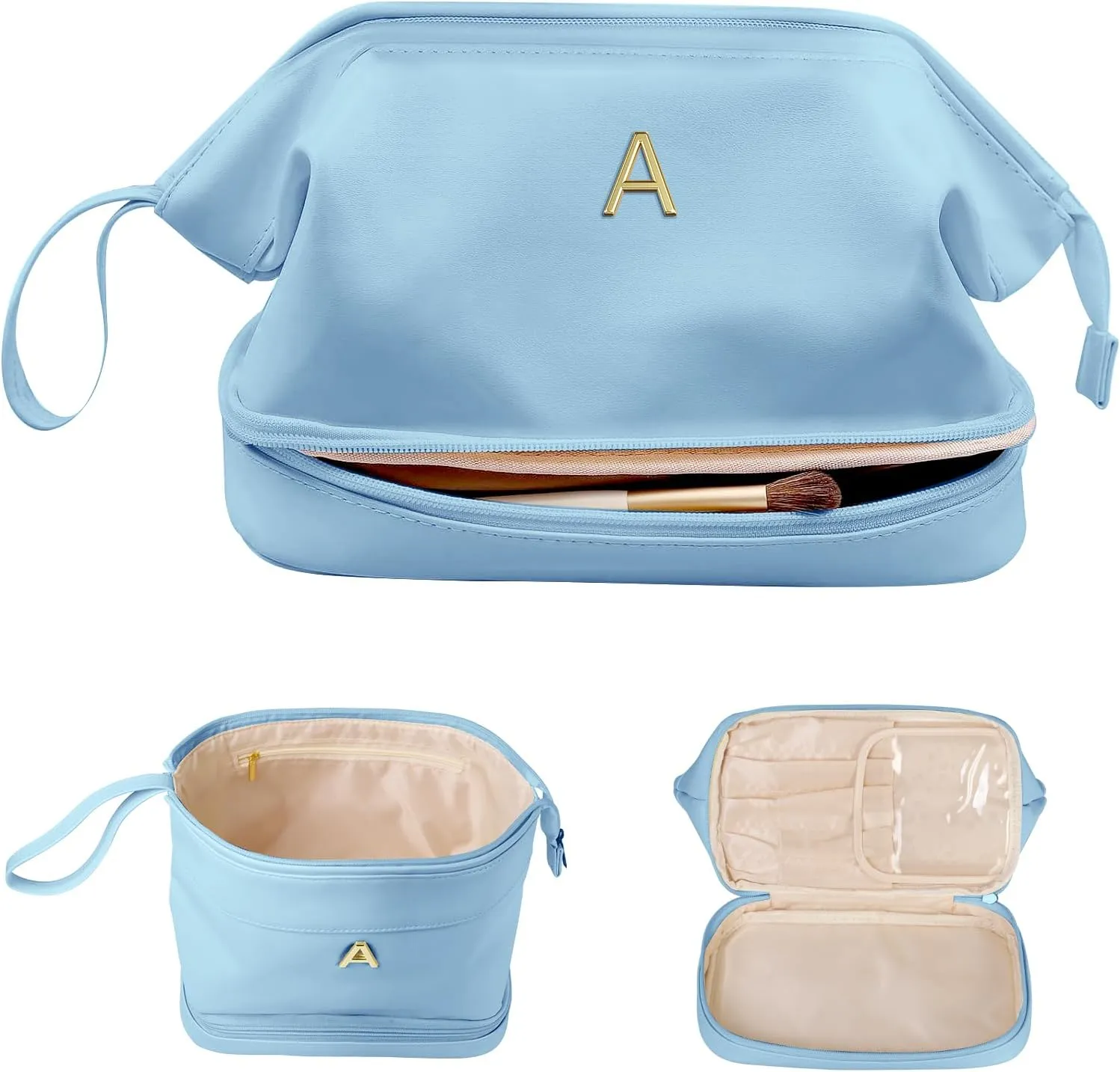 Mom Gift Basket, Large Makeup Bag, Travel Essentials, Personalized Double Layer Cosmetic Bag with Makeup Brush Organizer, 13 14 15 16 17 18 Years Old Girl Gifts-Graduation Gift