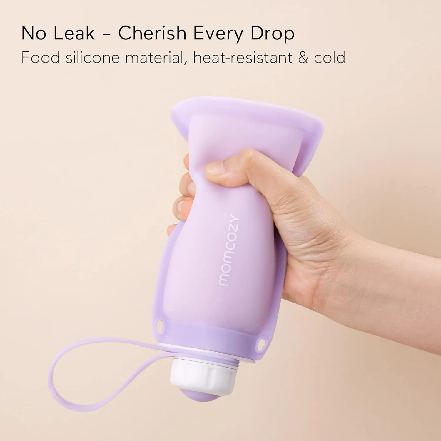 Momcozy Silicone Milk Storage Bags, Reusable Breastmilk Bags for Breastfeeding, 8.5oz/250ml Breast Milk Saver, Leakproof Milk Freezer Storing Pouches, BPA Free (Light Purple & Bean Paste Color)