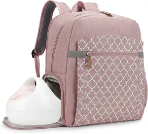 MOMIGO Breast Pump Backpack for Spectra S1,S2 for Working Moms - Diaper Bag Backpack With Laptop Sleeve, Large Capcity for Outdoor Travel (Pink)