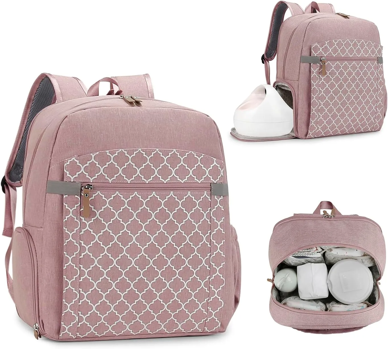 MOMIGO Breast Pump Backpack for Spectra S1,S2 for Working Moms - Diaper Bag Backpack With Laptop Sleeve, Large Capcity for Outdoor Travel (Pink)
