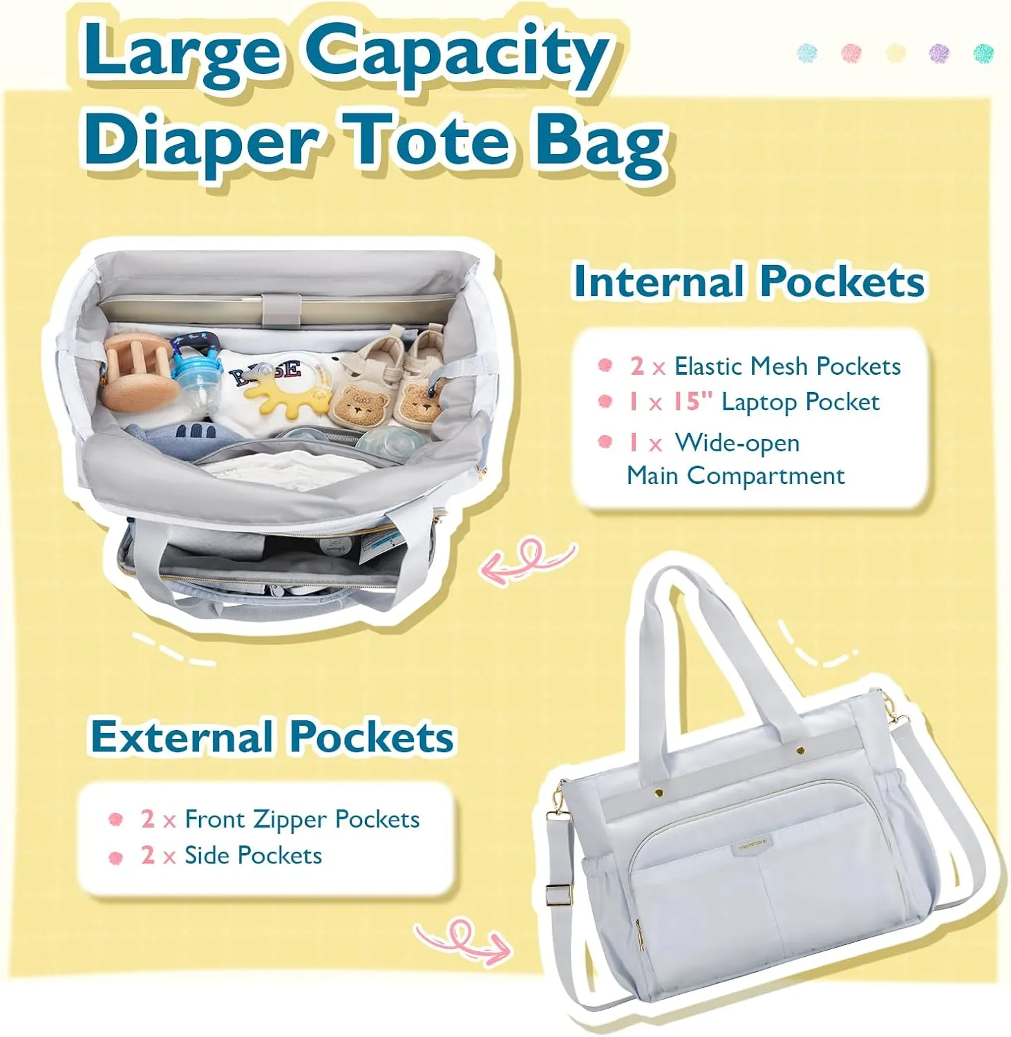 mommore Breast Pump Bag with Cooler for Medela, Spectra S1, S2, Diaper Bag Tote with Changing Pad, Baby Bag for Work