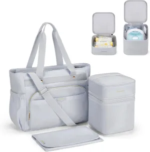 mommore Breast Pump Bag with Cooler for Medela, Spectra S1, S2, Diaper Bag Tote with Changing Pad, Baby Bag for Work