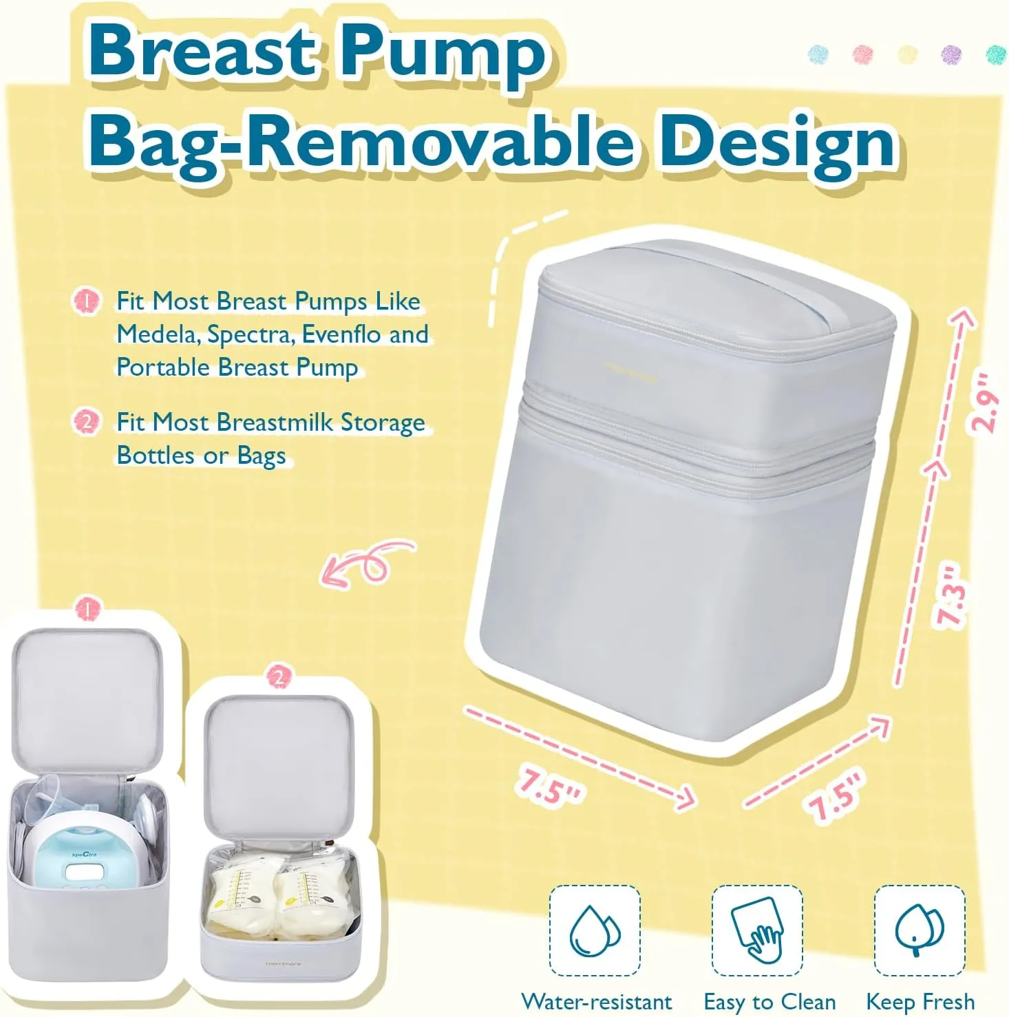 mommore Breast Pump Bag with Cooler for Medela, Spectra S1, S2, Diaper Bag Tote with Changing Pad, Baby Bag for Work