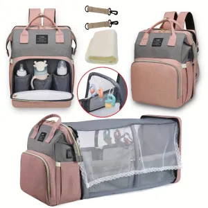 Mommy Bag with Folding Crib – Large Capacity Travel Diaper Backpack for Moms | Portable Baby Bed & Maternity Bag in One
