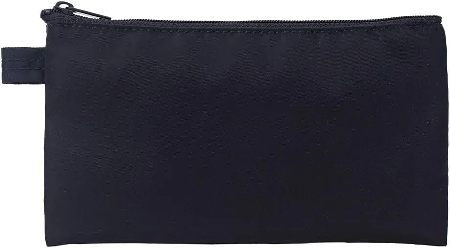 Money Bag with Zipper, Nylon, Black, Unisex-Adults
