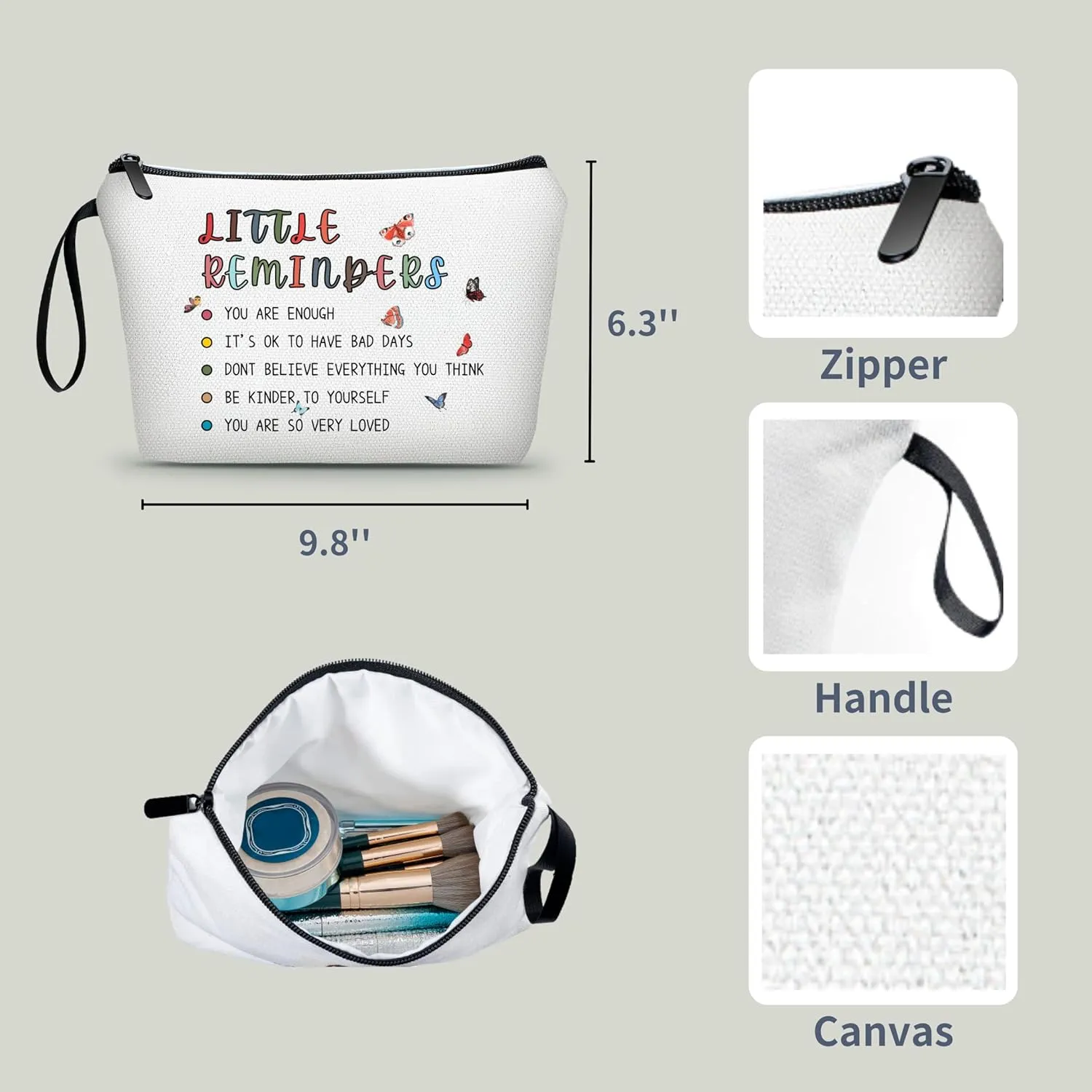Motivational Gifts,Purse Makeup Bag,Mental Health Gifts,Sobriety Gifts for Women,Womens Birthday Gifts Unique,Daily Affirmations for Women,Cosmetic Bag for Purse,Self Love Gifts