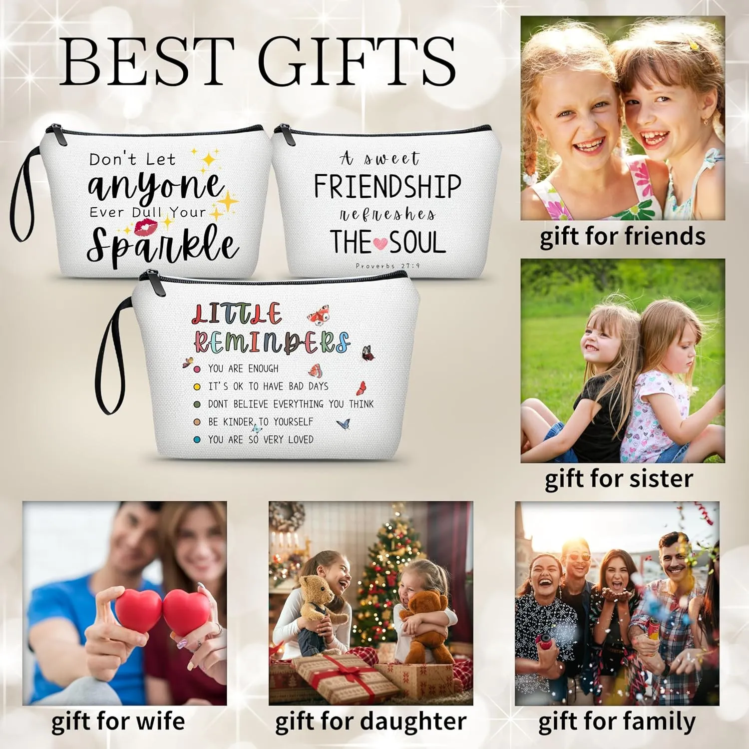 Motivational Gifts,Purse Makeup Bag,Mental Health Gifts,Sobriety Gifts for Women,Womens Birthday Gifts Unique,Daily Affirmations for Women,Cosmetic Bag for Purse,Self Love Gifts
