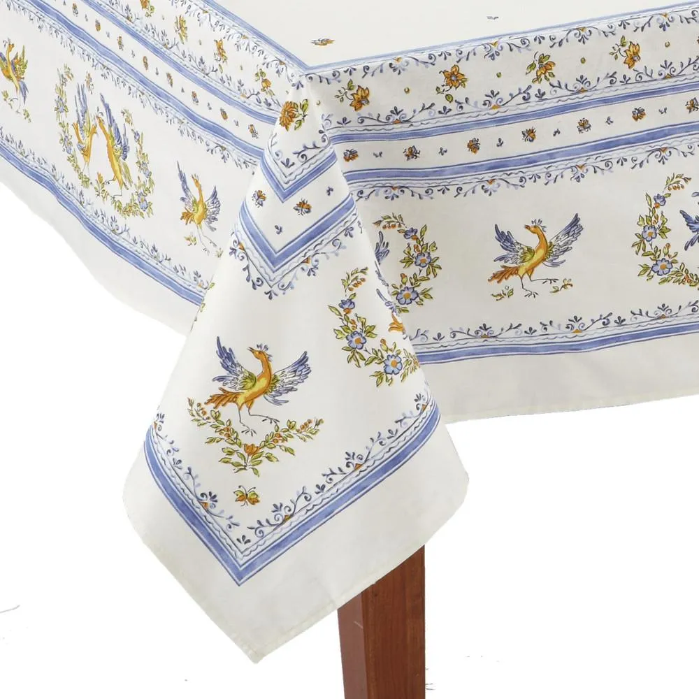 Moustiers Blanc/Bleu Rectangular French Tablecloth