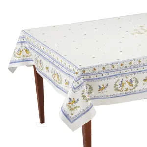 Moustiers Blanc/Bleu Rectangular French Tablecloth