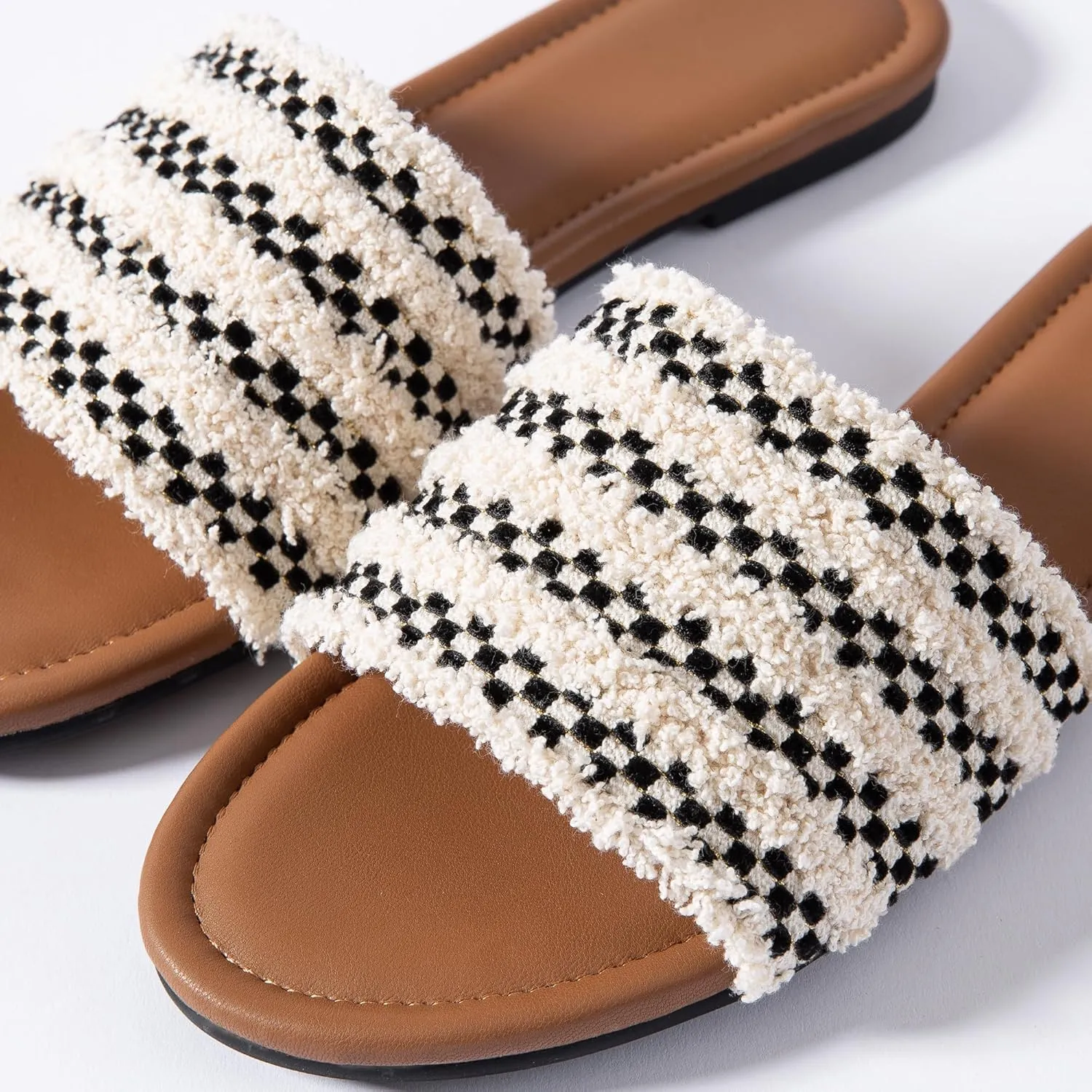 Mtzyoa Women Flat Sandals Braided Leather Nude Summer Dressy Fashion Evening Party Wedding Sandals