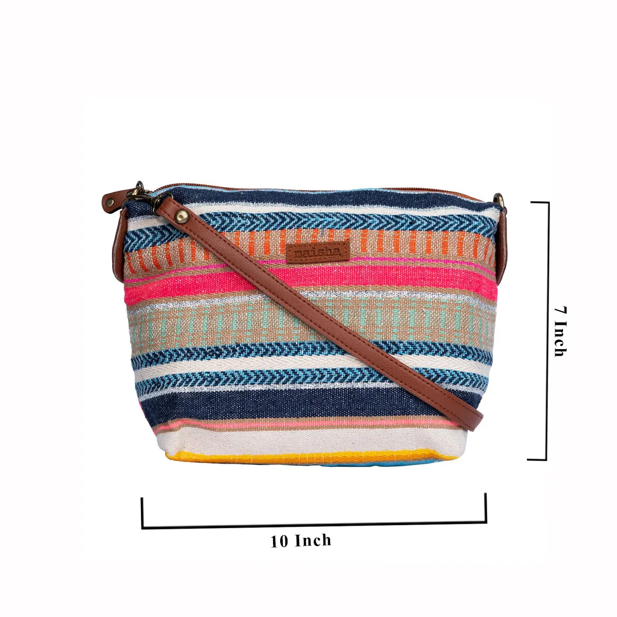 Multicolour Stripes Pouch Cum Sling Bag